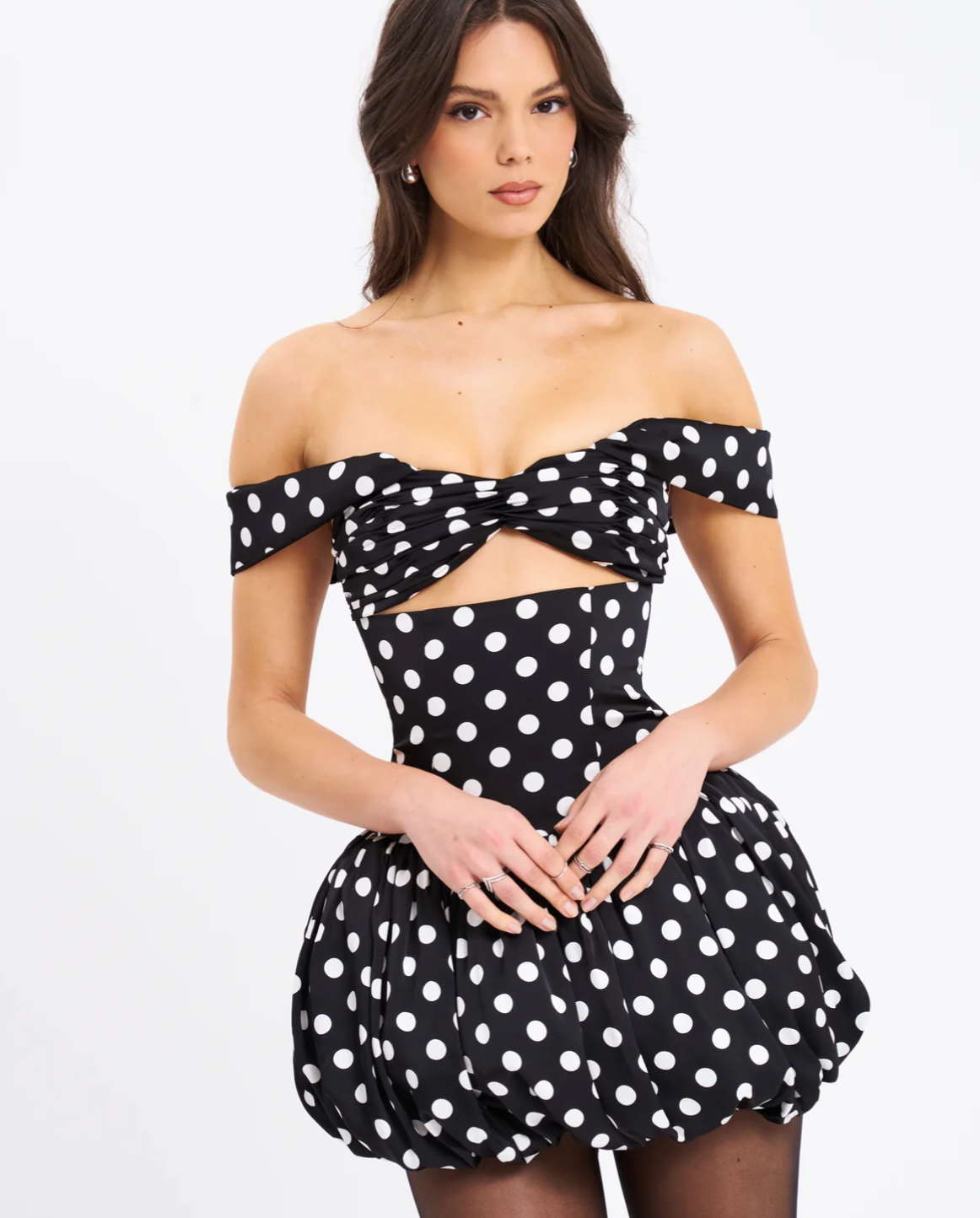 Miss Circle Umika Black Polka Dot Bubble dress